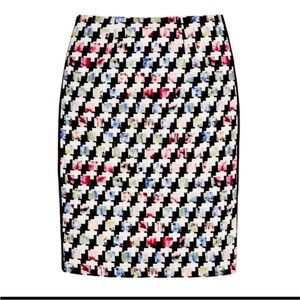 White House Black Market Mixed Houndstooth Pencil Skirt Black White Size 10 M